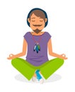 Funky hippie man yoga meditation Royalty Free Stock Photo