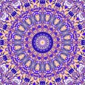 Funky Intricate Trippy Vivid Bohemian Mandala, Purple and Orange