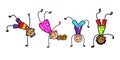 Funky kids.Cartoon kids vector illustration. Royalty Free Stock Photo