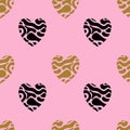 Funky liquid abstract stripes hearts seamless pattern background Royalty Free Stock Photo