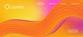 Funky Liquid Wave Banner. Landing Page, Orange, Pink Background. 3d Fluid Vivid