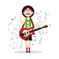 Funky Man Playing on Retro Guitar Royalty Free Stock Photo