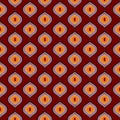 Funky modern style wallpaper. Colorful seventies nostalgic background design. Seamless pattern