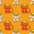 Funky monkey seamless pattern Royalty Free Stock Photo