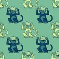 Funky monkey seamless pattern Royalty Free Stock Photo