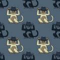 Funky monkey seamless pattern Royalty Free Stock Photo