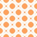 Funky orange vector geometric seamless pattern with circles, squares and crosses Royalty Free Stock Photo