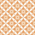 Funky orange and white geometric seamless pattern with crosses, circles, squares Royalty Free Stock Photo