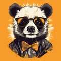 Funky Panda With Sunglasses: Retro Vector Art In Corporate Punk Style