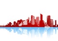 Funky panorama of city with reflection. Vector Royalty Free Stock Photo