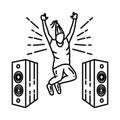 Funky Party Icon. Doodle Hand Drawn or Outline Icon Style