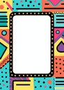 Funky patterned 90s retro nostalgic frame Royalty Free Stock Photo