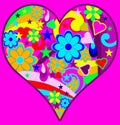 Funky retro psychedelic heart