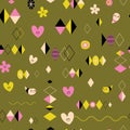 Funky retro style seamless pattern Royalty Free Stock Photo