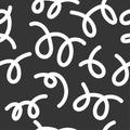 Funky seamless memphis white pattern on black background