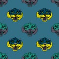 Funky tiger face seamless pattern