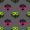 Funky tiger face seamless pattern