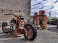 Funky unconventional motorcycle at the Steampunk HQ exhibition in Oamaru, New Zealand