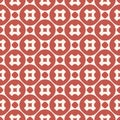 Funky vector geometric red and beige seamless pattern with crosses and circles Royalty Free Stock Photo