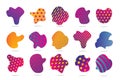 Funky vector patches. Liquid shape with geometric pattern.