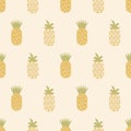 A seamless pattern with funky yellow pineapples