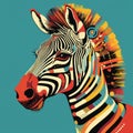 Funky Zebra: Retro Vector Illustration With Colorful Patterns Royalty Free Stock Photo