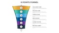 Funnel arrow diagram with 6 points, options, list, infographic element template vector