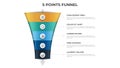 Funnel arrow diagram with 5 points, options, list, infographic element template vector