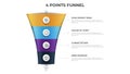 funnel arrow diagram with 4 points, options, list, infographic element template vector