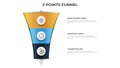 Funnel arrow diagram with 3 points, options, list, infographic element template vector