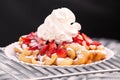 Funnel Cake with Strawberries and Whipped Cream Royalty Free Stock Photo