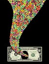 Funnel of color and dollar bill Royalty Free Stock Photo