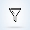 Funnel, filter icon or logo line art style. Outline Strainer concept. Data filter vector illustration