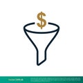 Funnel, Filter and Money Icon Vector Logo Template Illustration Design. Vector EPS 10