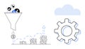 Sales Funnel Process with Money Icon, Gears, and Cloud Highlighting Revenue Growth Royalty Free Stock Photo