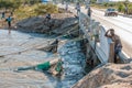 Funnel fishing nets in the oshana floodwater channel in Oshakati