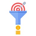 Funnel flow, targeting and effective marketing concept vector fl Royalty Free Stock Photo
