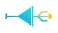 Funnel Icon with Arrows for Data Filtering or Sales Process, vector design Generative AI Royalty Free Stock Photo