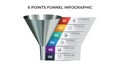 Funnel infographic diagram, chart element with 6 points, list, options