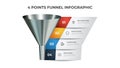 Funnel infographic diagram, chart element with 4 points, list, options