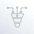 Funnel line icon. Cone with arrows. Sales and marketing design element. Vector illustration.