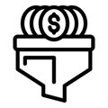 Funnel money icon, outline style