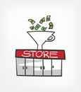 Funnel money store concept illustration vector line