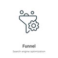 Funnel outline vector icon. Thin line black funnel icon, flat vector simple element illustration from editable search engine