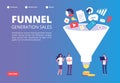 Funnel sale generation. Digital marketing funnel lead generations with buyers. Strategy, conversion rate optimization