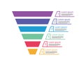 Funnel sale. Pyramid for infographic of process. Chart of marketing. Diagram with cone and step. Graphic template for funnel sales