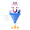 Funnel sales concept. Marketing infographic, sale conversion and lead sales pipeline isolated vector illustration