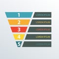 Funnel symbol infographic template. Business concept with 5 options for marketing and sales. Colorful vector illustration Royalty Free Stock Photo