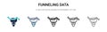 Funneling data icon in filled, thin line, outline and stroke style. Vector illustration of two colored and black funneling data