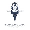 Funneling Data icon. Trendy flat vector Funneling Data icon on w